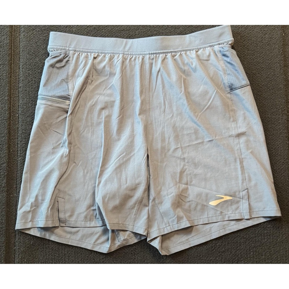 Brooks Running Shorts Mens M Blue 7" Inseam Gym Athletic Mesh Lined Pockets